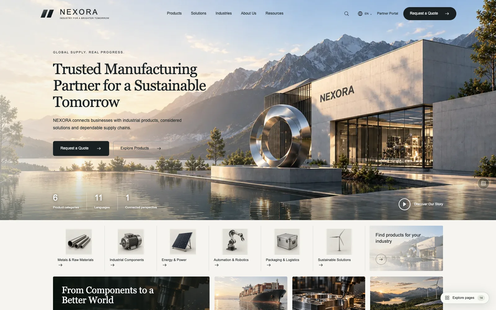 NEXORA website homepage preview