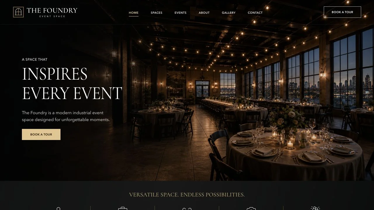 The Foundry industrial event venue website screenshot